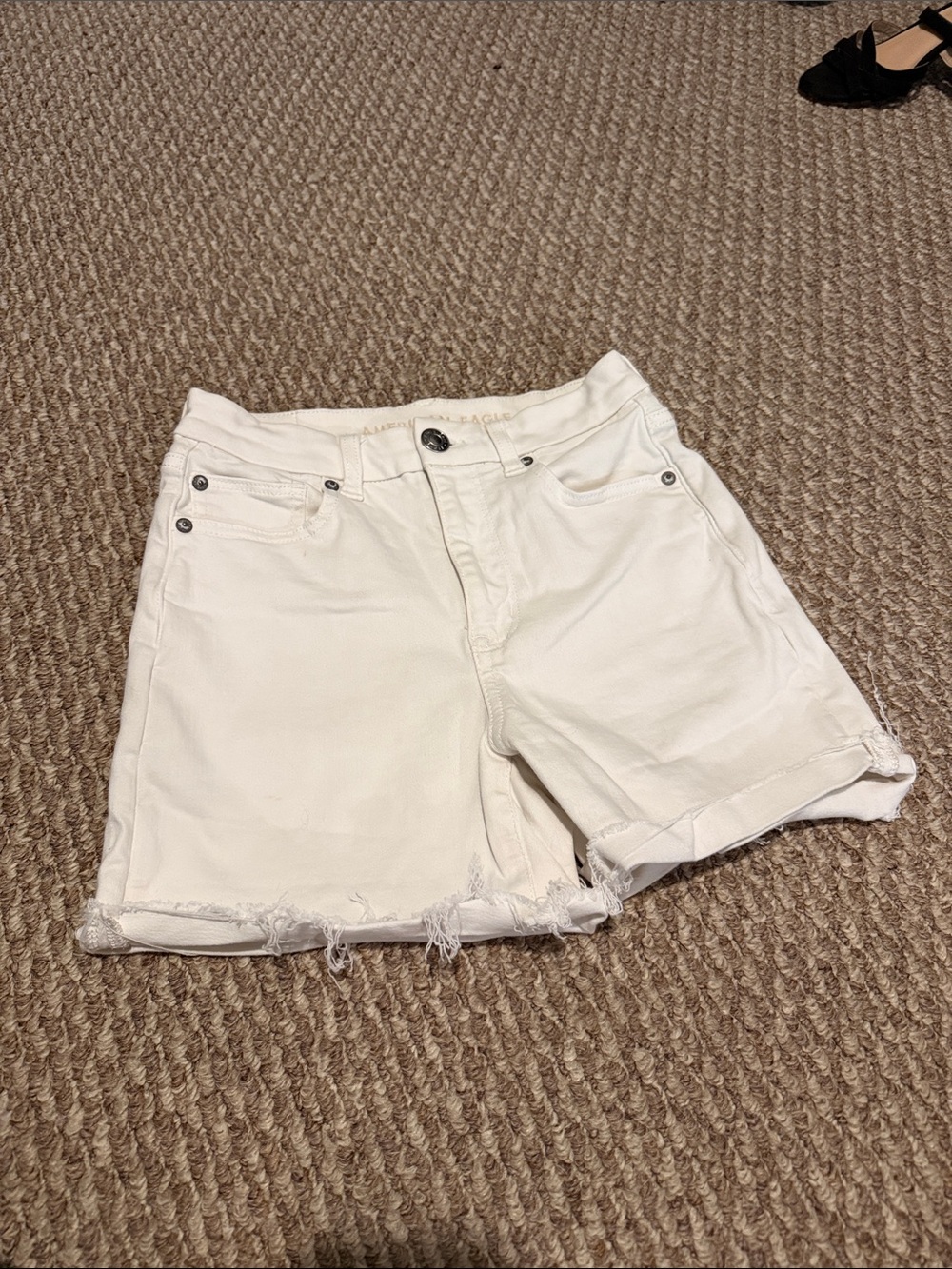 American Eagle Outfitters Off-White Frayed Hem Jean Shorts